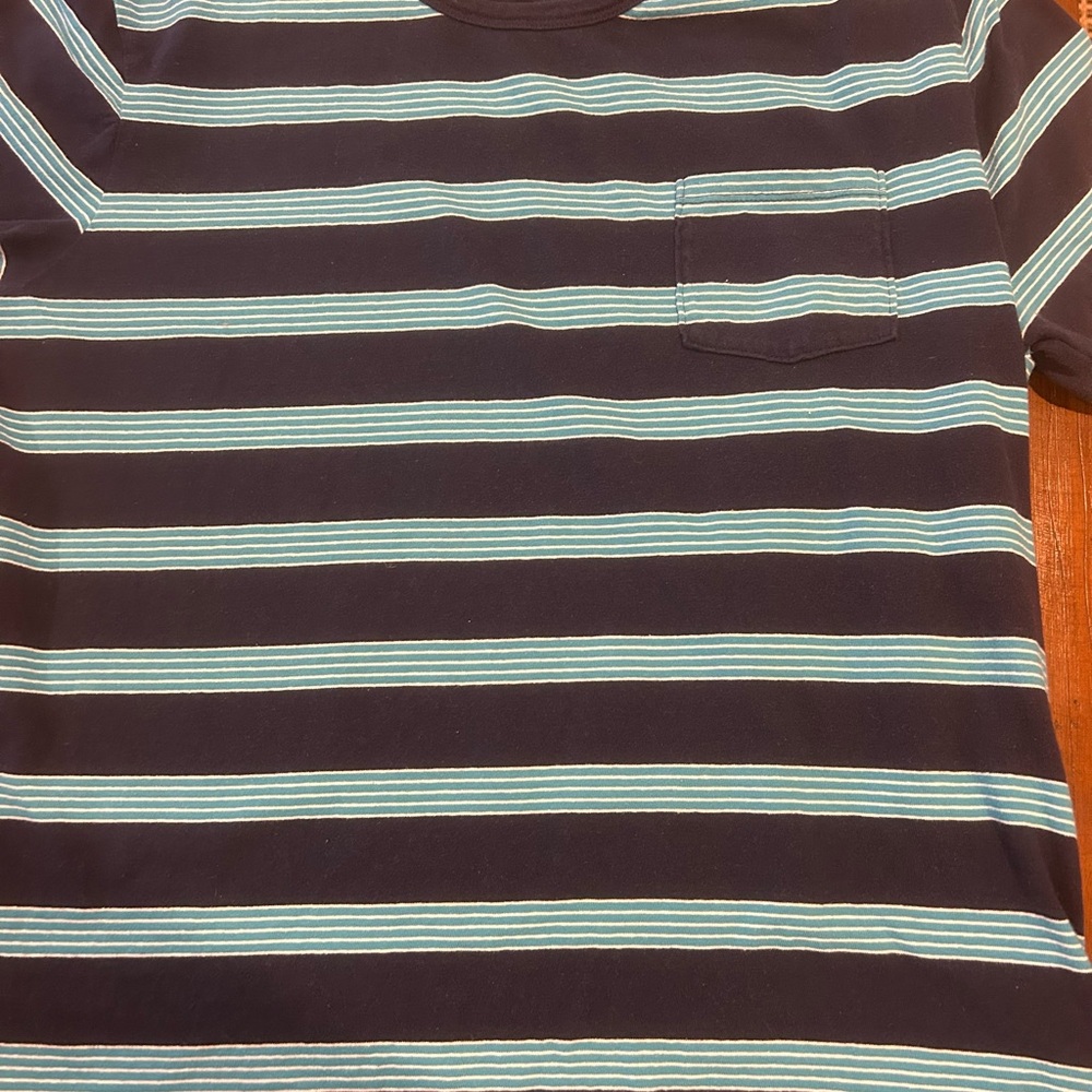 Lucky Brand Navy and Teal Striped Tee